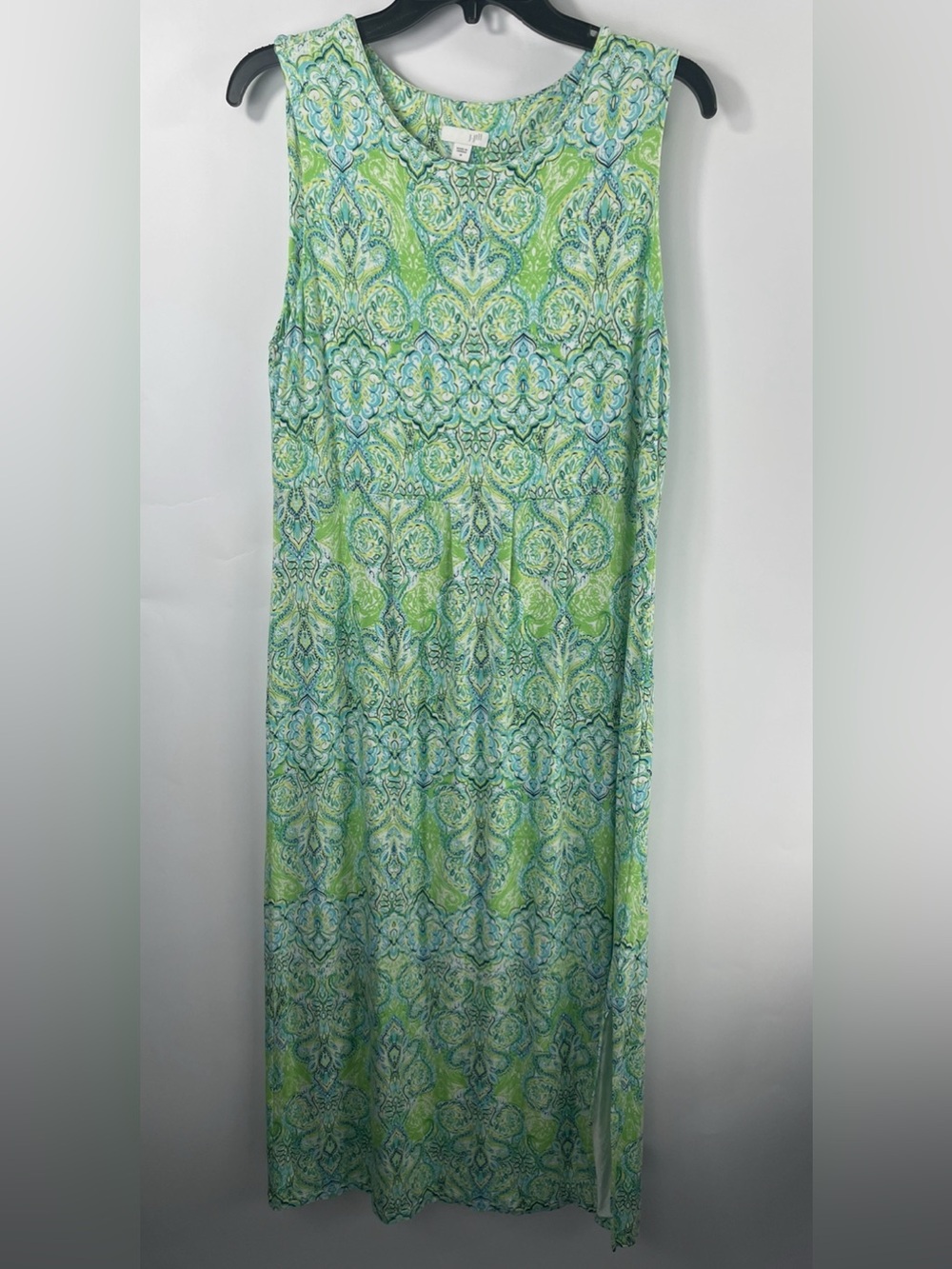 J. Jill Green Paisley Sleeveless Maxi Dress Medium